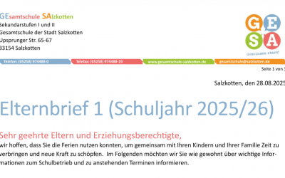 Elternbrief #1 – Schuljahr 25/26
