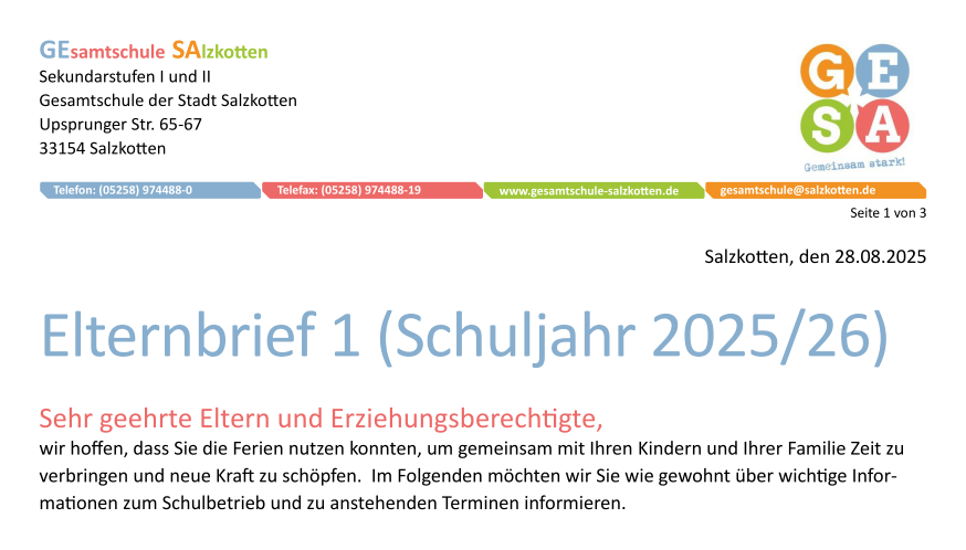 Elternbrief #1 – Schuljahr 25/26